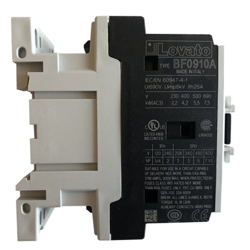Lovato BF0910A23060 3 pole 9 AMP contactor