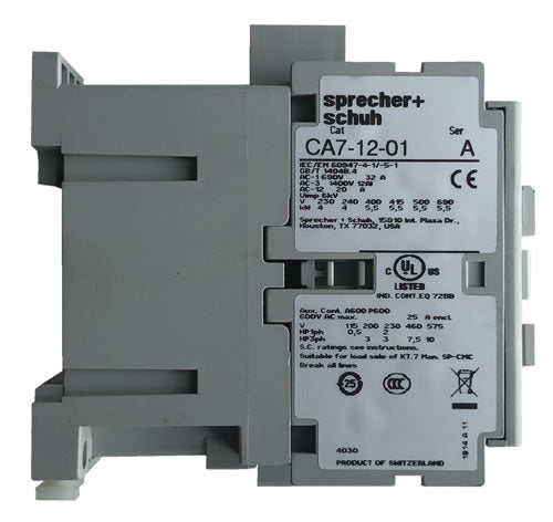 Sprecher and Schuh CA7-12-01-380 3 pole 12 AMP contactor