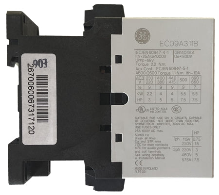 GE EC09A 11E 9 AMP contactor