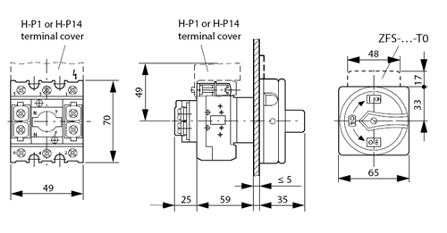 Eaton Moeller P1-25 door mounted disconnect switch