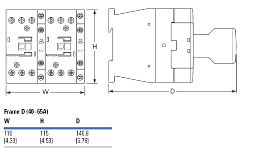 Eaton XTCR065D11A reversing 65 AMP contactor
