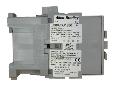 Allen Bradley 300-COL930 NEMA Size 2 contactor
