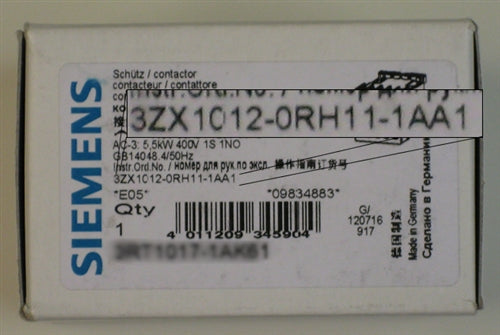 Siemens 3ZX1012-0RH11-1AA1 contactor overload relay