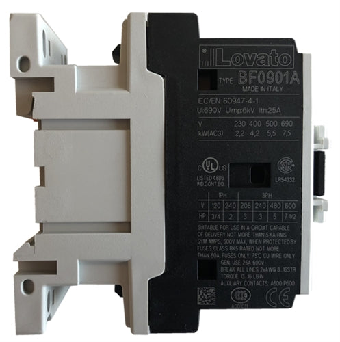 Lovato BF0901A 3 pole 9 AMP contactor