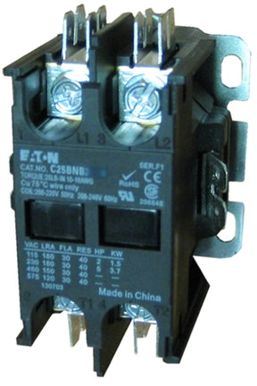 Eaton C25BNB225T 25 AMP 2-pole Definite Purpose Contactor