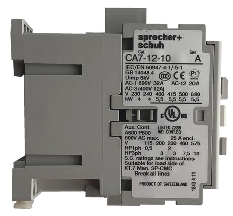 Sprecher and Schuh CA7-12-10-220W 3 pole 12 AMP contactor