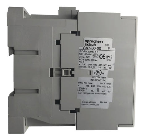 Sprecher and Schuh CA7-60-00-208 3 pole 60 AMP contactor