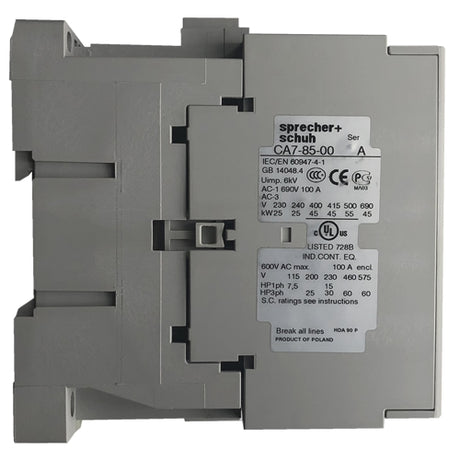 Sprecher and Schuh CA7-85-10-600 3 pole 85 AMP contactor
