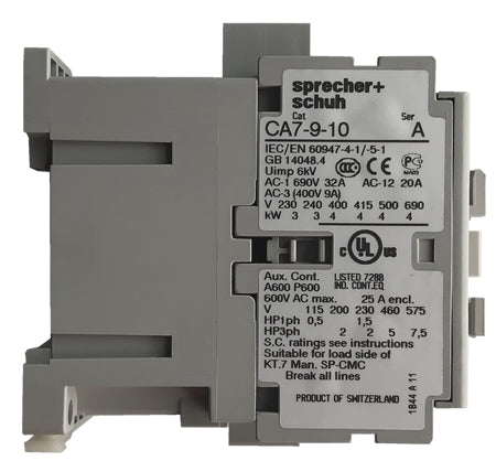 Sprecher and Schuh CA7-9-10-24Z 3 pole 9 AMP contactor