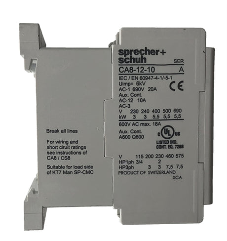 Sprecher and Schuh CA8-12-10-24Z 3 pole 12 AMP miniature contactor