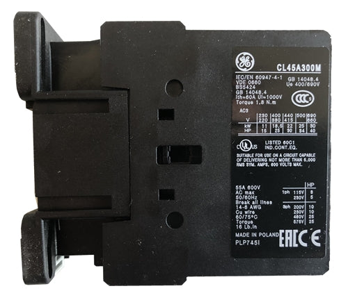 GE CL45A300MS 3 pole UL/CE IEC rated contactor