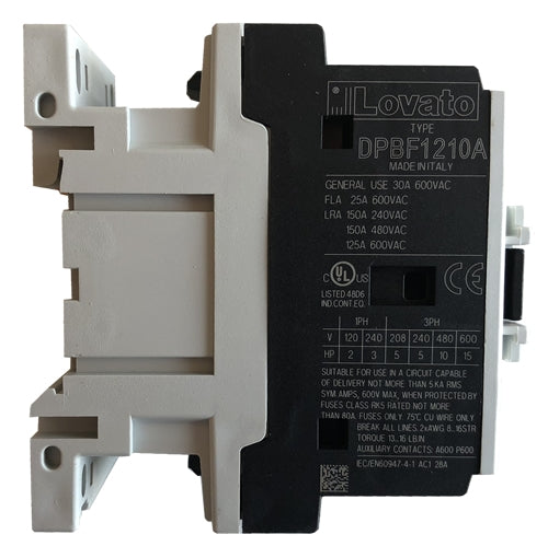 Lovato DPBF1210A 3 pole 12 AMP Definite Purpose Contactor