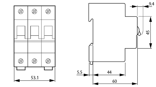 Moeller FAZ three pole 20 AMP circuit breaker