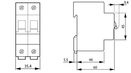 Moeller FAZ two pole 32 AMP circuit breaker
