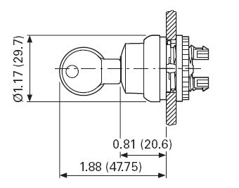 Eaton M22-WS3 22mm Keyed Selector Switch