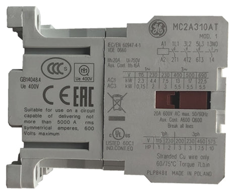 GE MC2A310AT 3 pole miniature contactor