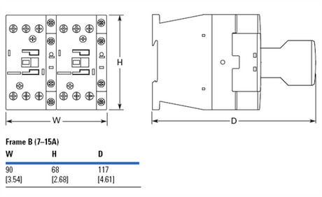 Eaton XTCR007B21G reversing 7 AMP contactor